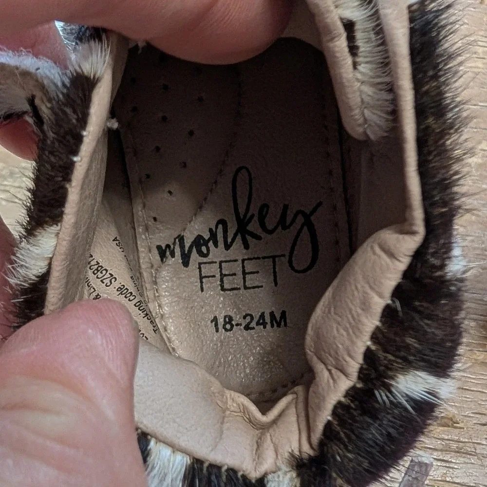 Monkey Feet Toddler Leather Boot Bundle Cow Print & Pink Metallic Leopard 18-24M